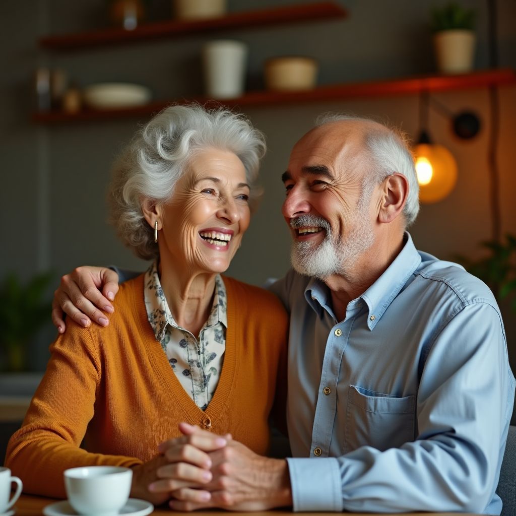 Pareja senior celebrando plan de jubilación